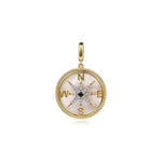 14K Yellow Gold Diamond Blue Sapphire Compass Medallion Pendant - PT6598Y45MC-Gabriel & Co.-Renee Taylor Gallery