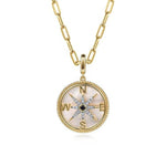 14K Yellow Gold Diamond Blue Sapphire Compass Medallion Pendant - PT6598Y45MC-Gabriel & Co.-Renee Taylor Gallery