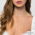 14K Yellow Gold V Shaped Diamond Bar Necklace - NK5423Y45JJ-Gabriel & Co.-Renee Taylor Gallery