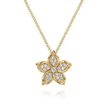 14K Yellow Gold Diamond Floral Pendant Necklace - NK7939Y45JJ-Gabriel & Co.-Renee Taylor Gallery