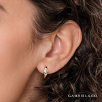 14K Yellow Gold Diamond Huggie Earrings - EG14615Y45JJ-Gabriel & Co.-Renee Taylor Gallery