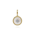 14K Yellow Gold Diamond & Mother of Pearl Medallion Pendant 18mm - PT6631Y45WM-Gabriel & Co.-Renee Taylor Gallery