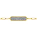 14K Yellow Gold Diamond Pavé Wide Bar Hollow Chain Bracelet - TB4583Y45JJ-Gabriel & Co.-Renee Taylor Gallery