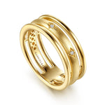 14K Yellow Gold Diamond Station Easy Stackable Ring Contemporary Collection - LR53097Y45JJ-Gabriel & Co.-Renee Taylor Gallery
