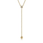 14K Yellow Gold Diamond Y-Knot Necklace with Hollow Gold Bead - NK7436Y45JJ-Gabriel & Co.-Renee Taylor Gallery