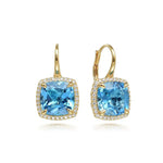 14K Yellow Gold Diamond and Blue Topaz Cushion Cut Earrings - EG14984Y45BT-Gabriel & Co.-Renee Taylor Gallery