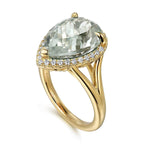 14K Yellow Gold Diamond and Flat Pear Shape Green Amethyst Ladies Ring With Flower Pattern Gallery Color Collection - LR52485Y45GA-Gabriel & Co.-Renee Taylor Gallery