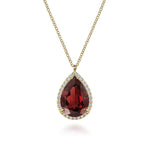 14K Yellow Gold Diamond and Flat Teardrop Garnet Necklace - NK7460Y45GN-Gabriel & Co.-Renee Taylor Gallery