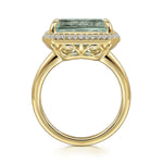 14K Yellow Gold Diamond and Green Amethyst Emerald Cut Ladies Ring With Flower Pattern Gallery - LR52481Y45GA-Gabriel & Co.-Renee Taylor Gallery