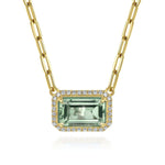 14K Yellow Gold Diamond and Green Amethyst Emerald Cut Necklace With Flower Pattern Gallery - NK7468Y45GA-Gabriel & Co.-Renee Taylor Gallery