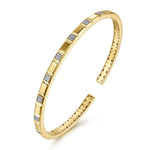 14K Yellow Gold Diamond and Half Cube Cuff Bangle Bracelet Contemporary Collection - BG5321-57Y45JJ-Gabriel & Co.-Renee Taylor Gallery