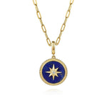 14K Yellow Gold Diamond and Lapis Bujukan Medallion Pendant 18mm - PT6645Y45LP-Gabriel & Co.-Renee Taylor Gallery