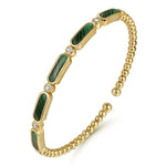 14K Yellow Gold Diamond and Malachite Bujukan Bangle - BG4940-62Y45MA-Gabriel & Co.-Renee Taylor Gallery