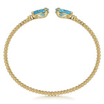 14K Yellow Gold Diamond and Pear Shape Blue Topaz Bujukan Bangle - BG4928-62Y45BT-Gabriel & Co.-Renee Taylor Gallery