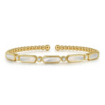 14K Yellow Gold Diamond and White Mother Pearl Bangle - BG4940-62Y45WM-Gabriel & Co.-Renee Taylor Gallery
