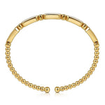 14K Yellow Gold Diamond and White Mother Pearl Bangle - BG4940-62Y45WM-Gabriel & Co.-Renee Taylor Gallery
