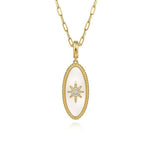 14K Yellow Gold Diamond and White Mother of Pearl Bujukan Oval Shape Medallion Pendant - PT6646Y45WM-Gabriel & Co.-Renee Taylor Gallery