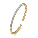 14K Yellow Gold DiamondPavé Bar Bujukan Split Bangle - BG4966-Y-Gabriel & Co.-Renee Taylor Gallery