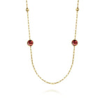 14K Yellow Gold Garnet Round Shape Necklace With Four Stations Beads and Bezel Setting - NK7465-32Y4JGN-Gabriel & Co.-Renee Taylor Gallery