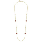 14K Yellow Gold Garnet Round Shape Necklace With Four Stations Beads and Bezel Setting - NK7465-32Y4JGN-Gabriel & Co.-Renee Taylor Gallery