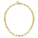 14K Yellow Gold Hollow Paperclip Chain Necklace - NK6821H-17Y4JJJ-Gabriel & Co.-Renee Taylor Gallery