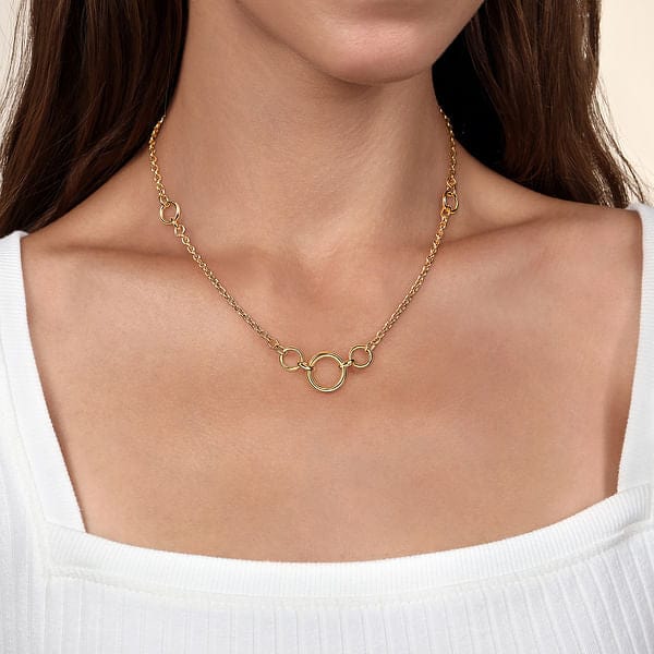 14K Yellow Gold Hollow Tube Link Necklace - NK7360Y4JJJ