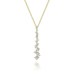 14K Yellow Gold Linear Cubic Zirconia Cluster Pendant Necklace - NK4970Y44JJ-Gabriel & Co.-Renee Taylor Gallery