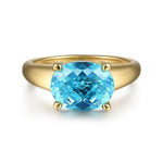 14K Yellow Gold Oval Blue Topaz Classic Ring - LR52178Y4JBT-Gabriel & Co.-Renee Taylor Gallery