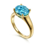 14K Yellow Gold Oval Blue Topaz Classic Ring - LR52178Y4JBT-Gabriel & Co.-Renee Taylor Gallery