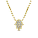14K Yellow Gold Pavé Diamond Hamsa Pendant Necklace - NK3723Y45JJ-Gabriel & Co.-Renee Taylor Gallery