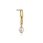 14K Yellow Gold Pearl Stud Drop Link Earrings - EG15190Y4JPL-Gabriel & Co.-Renee Taylor Gallery