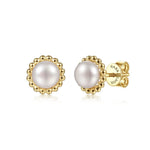 14K Yellow Gold Pearl Stud Earrings - EG14019Y4JPL-Gabriel & Co.-Renee Taylor Gallery