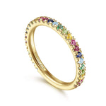 14K Yellow Gold Rainbow Color Stone Stackable Ring Color Collection - LR50889Y4JMC-Gabriel & Co.-Renee Taylor Gallery