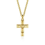 14K Yellow Gold Rectangular Station Cross Pendant - PCM6540Y4JJJ-Gabriel & Co.-Renee Taylor Gallery
