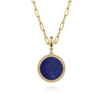 14K Yellow Gold Round Lapis Inlay Pendant - PT6617Y4JLP-Gabriel & Co.-Renee Taylor Gallery