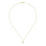 14K Yellow Gold Sculpted Diamond Cross Pendant Necklace - NK5728Y45JJ-Gabriel & Co.-Renee Taylor Gallery