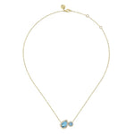 14K Yellow Gold Toi et Moi Blue Topaz and Diamond Halo Necklace - NK7870Y45BT-Gabriel & Co.-Renee Taylor Gallery