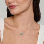 14K Yellow Gold Toi et Moi Blue Topaz and Diamond Halo Necklace - NK7870Y45BT-Gabriel & Co.-Renee Taylor Gallery