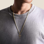 14K Yellow Gold Twisted Rope Cross Pendant - PCM6541Y4JJJ-Gabriel & Co.-Renee Taylor Gallery