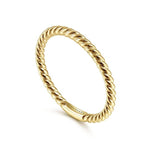 14K Yellow Gold Twisted Rope Stackable Ring - LR51173Y4JJJ-Gabriel & Co.-Renee Taylor Gallery