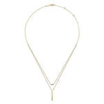 14K Yellow Gold Two Strand Diamond Bar and Bujukan Beaded Pendant Necklace - NK5959Y45JJ-Gabriel & Co.-Renee Taylor Gallery