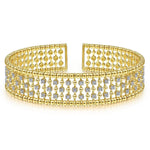 14K Yellow Gold Wide Diamond Cage Cuff Bracelet - BG4284-6Y45JJ-Gabriel & Co.-Renee Taylor Gallery