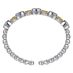 14K Yellow Gold and 925 Sterling Silver Bujukan Blue Topaz Open Bangle Bracelet - BG5102-62MZJBT-Gabriel & Co.-Renee Taylor Gallery