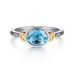 14K Yellow Gold and 925 Sterling Silver Bujukan Blue Topaz Solo Ring Color Collection (Sterling Silver and 14K Gold) - LR53055MZJBT-Gabriel & Co.-Renee Taylor Gallery