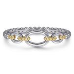 14K Yellow Gold and 925 Sterling Silver Bujukan Open Bangle Bracelet - BG5104-62MZJJJ-Gabriel & Co.-Renee Taylor Gallery