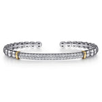 14K Yellow Gold and 925 Sterling Silver Bujukan White Sapphire Open Bangle Bracelet - BG5099-62MZJWS-Gabriel & Co.-Renee Taylor Gallery