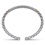14K Yellow Gold and 925 Sterling Silver Bujukan White Sapphire Open Bangle Bracelet - BG5099-62MZJWS-Gabriel & Co.-Renee Taylor Gallery