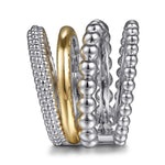 14K Yellow Gold and 925 Sterling Silver Bujukan Wide Band Ring Bujukan Collection (Sterling Silver and 14K Gold) - LR52781MZJJJ-Gabriel & Co.-Renee Taylor Gallery