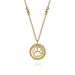 14K Yellow Plain Gold Bujukan Dog Paw Medallion Necklace - NK7636Y4JJJ-Gabriel & Co.-Renee Taylor Gallery