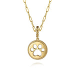 14K Yellow Plain Gold Bujukan Paw Print Medallin Pendant - PT7557Y4JJJ-Gabriel & Co.-Renee Taylor Gallery